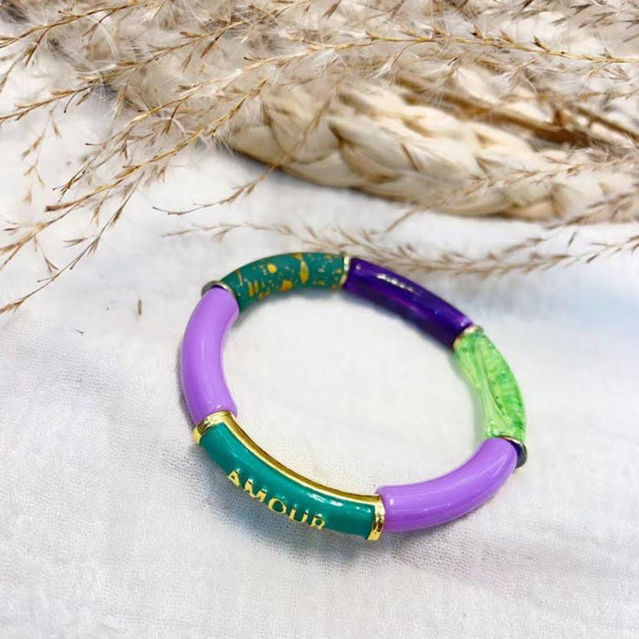 Bracelet Amour vert forêt violine