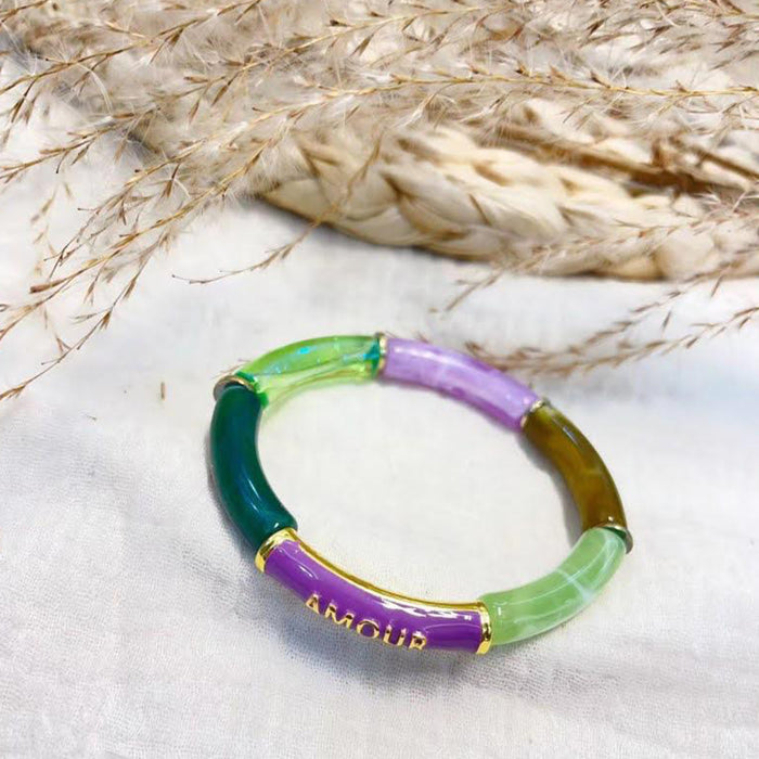 Bracelet Amour violet vert