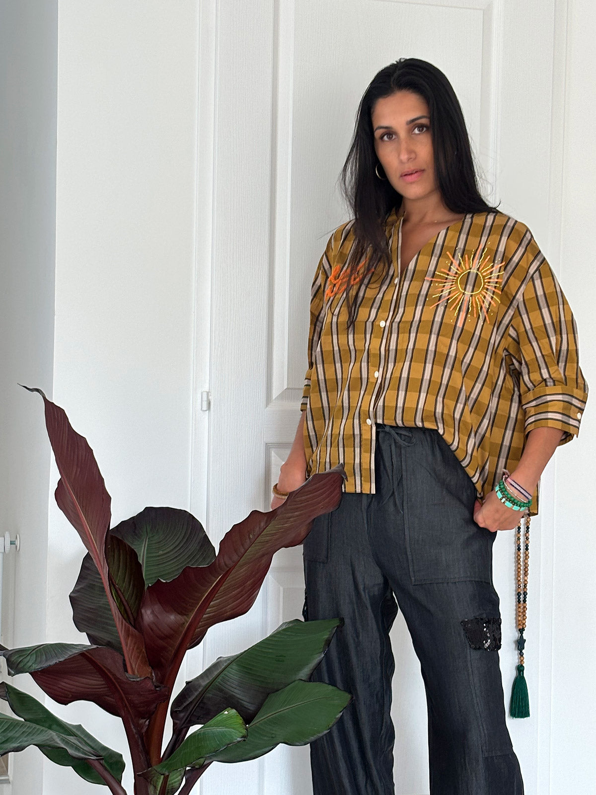 Chemise Simone à rayures ocres