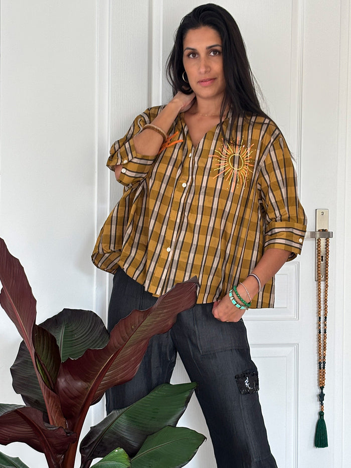 Chemise Simone à rayures ocres