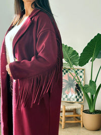 Manteau à franges Tulum marron