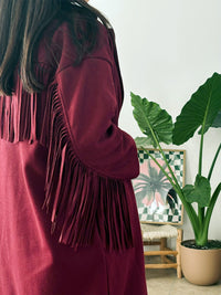 Manteau à franges Tulum marron