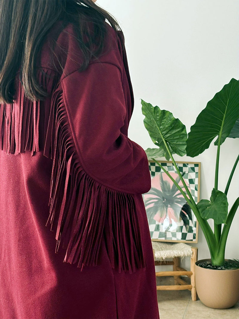 Manteau à franges Tulum marron