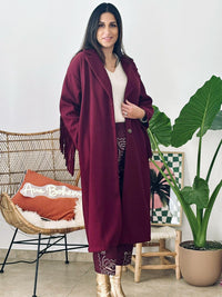 Manteau à franges Tulum marron