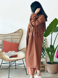 Manteau à franges Tulum marron